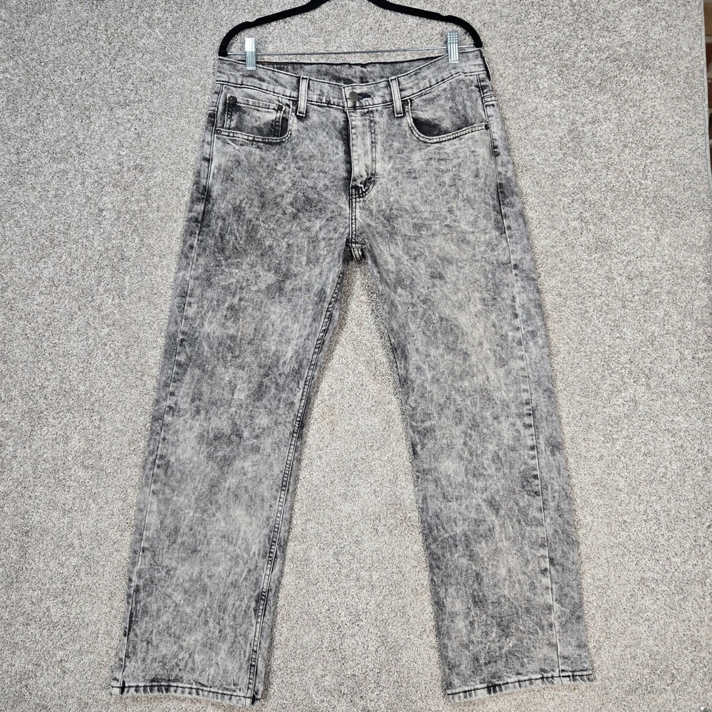 Levi's 569 Jeans Mens 32x30 Gray Acid Wash Relaxed Straight stretch denim
